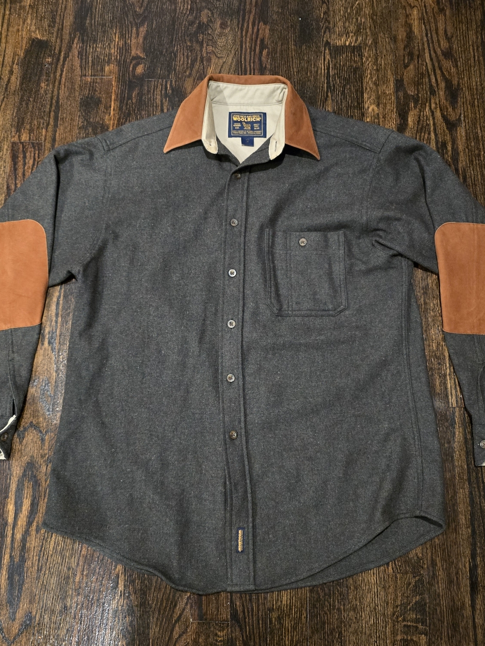 Woolrich Button-Down Shirt Jacket Elbow Patches M